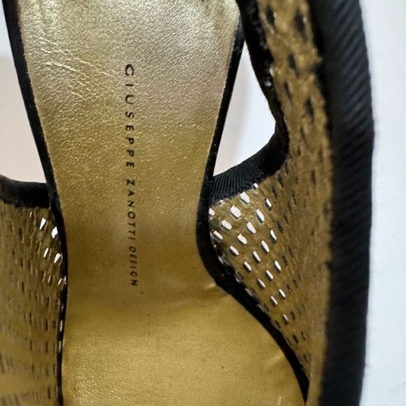 Giuseppe Zanotti  Slingback Pumps  shoe black heels open toe perforated - Picture 10 of 10